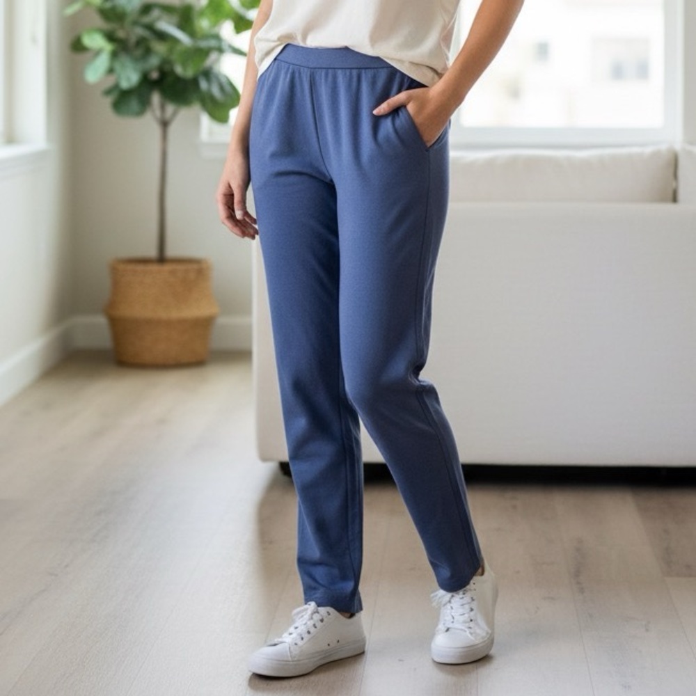 Eileen Fisher Grey Blue Knit‎ Pants Sz L